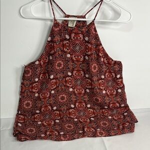 Paper Crane Red Orange Sleeveless Crop‎ Tank